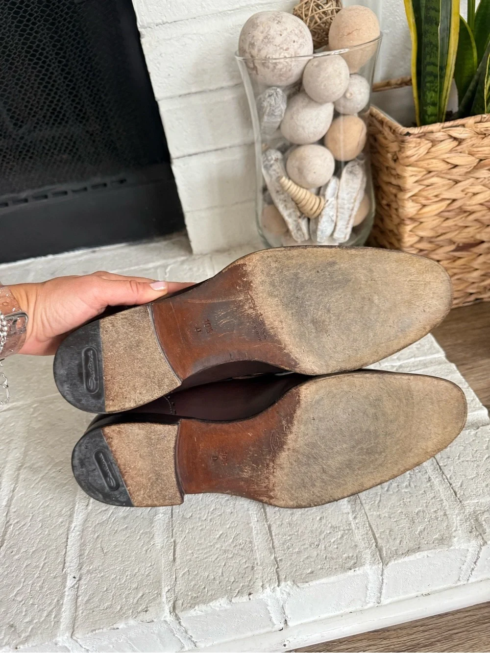 Santoni Men’s Brown Leather Penny Loafers Made In Italy Size 10.5 D Luxury Dress